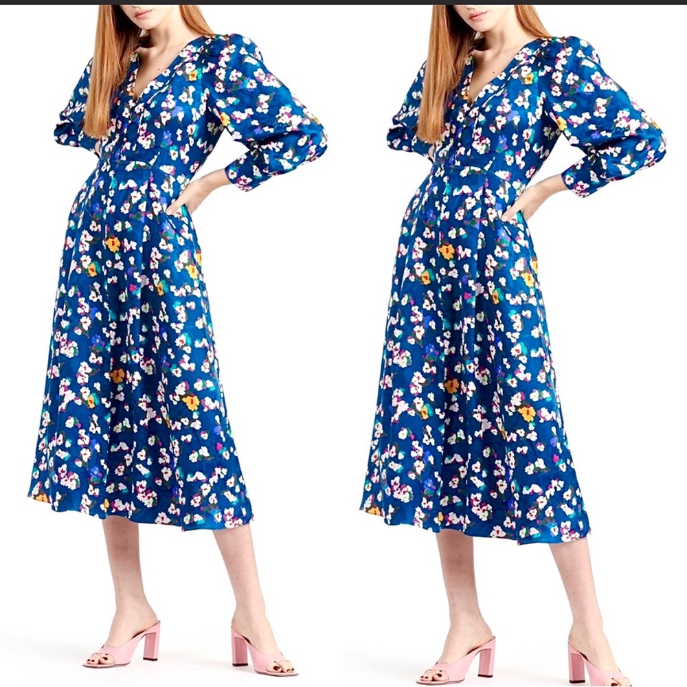 $695 TANYA TAYLOR
Thelma Blue Floral Silk Dress Sz 8 NWT - Picture 2 of 11